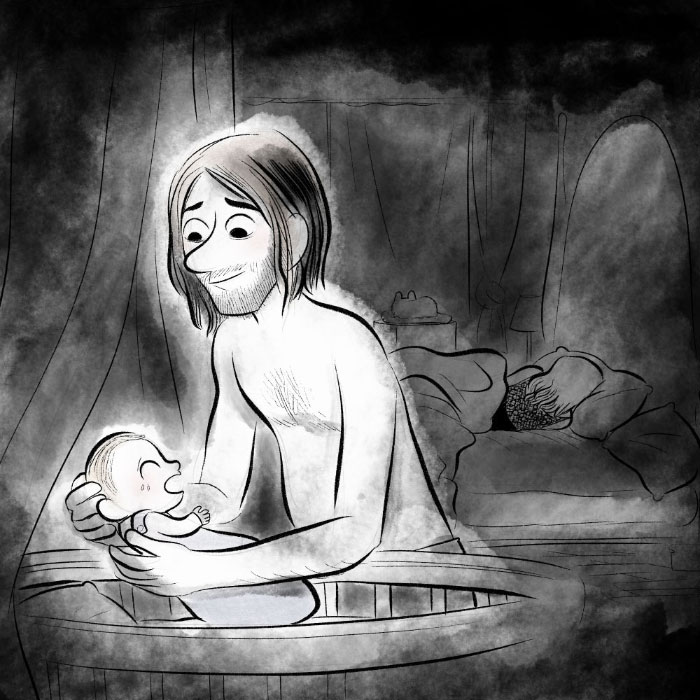 Notre bébé pleure et c'est mon mari qui se lève pour aller la chercher, et me laisser dormir. 