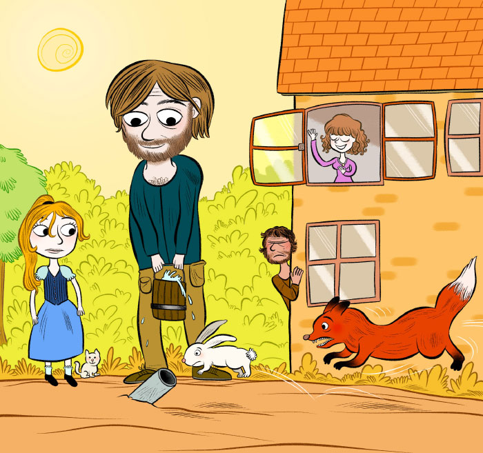 Voici un dessin à quatre mains avec ma fille: "Jean de Florette", d'après l'oeuvre de Marcel Pagnol... 