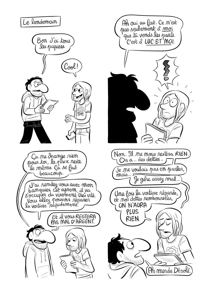 Joffrey nous annonce qu'en fait, ce n'est plus seulement à lui qu'Adrien vend ses parts, mais... à lui et Luc... tout cela commence à bien puer. 