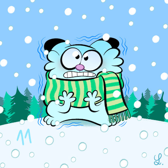Un chat dans la neige 