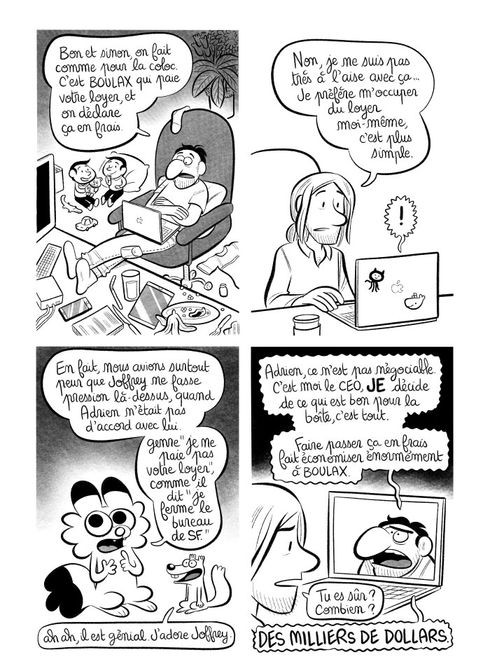 Le CEO tient absolument à faire passer le loyer de son associé en frais pour la boîte. C'est étrange... 