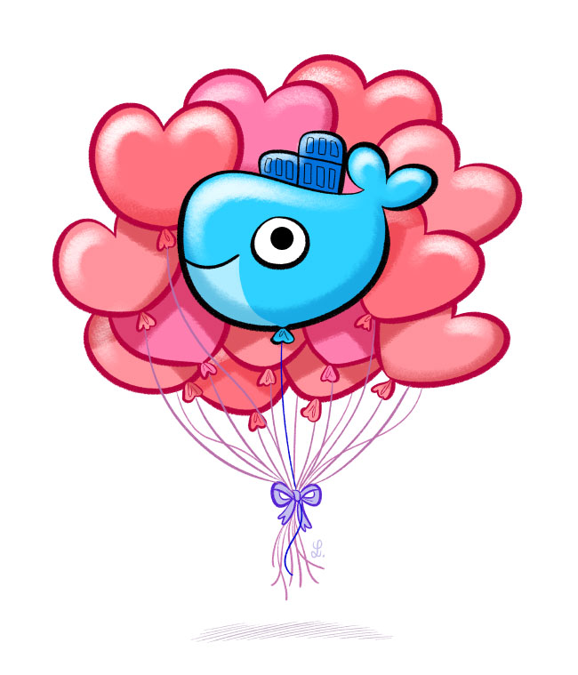Un dessin de St Valentin pour Docker !