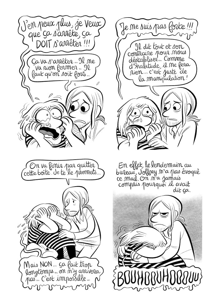 Je craque et pleure à l'hôpital en recevant le message de Joffrey. 