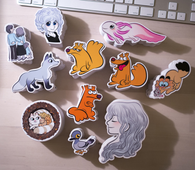 Les 10 stickers qui seront dans les 2 packs Prestige de la campagne Comme convenu sur Ulule.