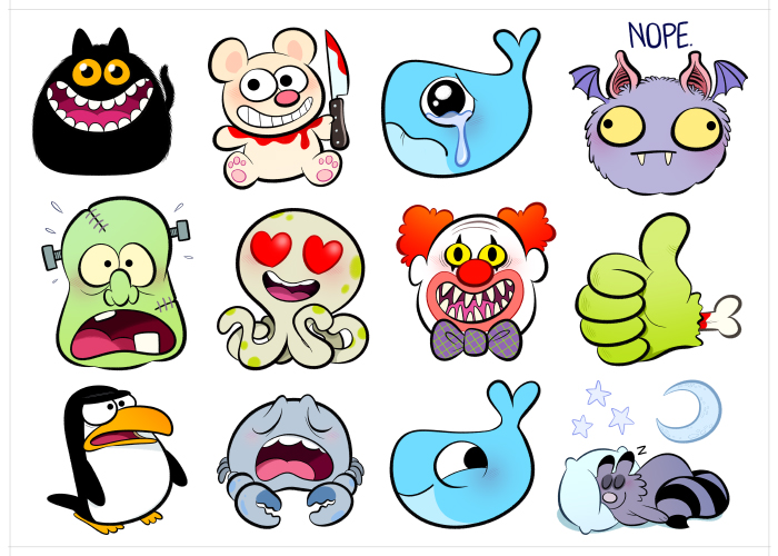 Une planche de stickers pour le projet de BD "Comme convenu" par Laurel 