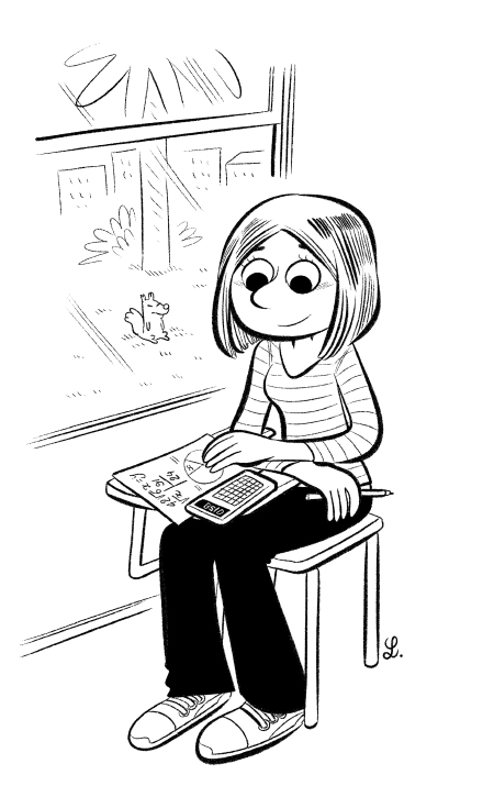 Cerise a des cours de géométrie intensive pendant l'été dans son école californienne.