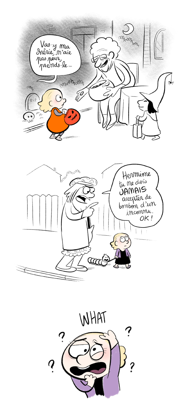 Accepter des bonbons d'inconnus à Halloween mais les refuser tout le reste de l'année... allez faire comprendre ça à un enfant ?! 